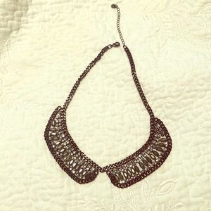 LOFT rhinestone studded bib collar necklace
